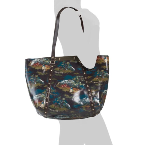 NWT $299 Patricia Nash Leather Benvenuto Tote Bag in Montana Prairie Skies Print - Picture 4 of 5